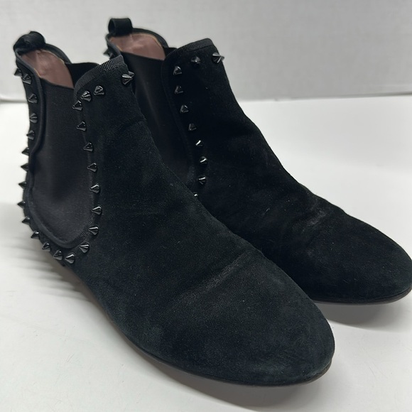 Pretty Ballerinas Boots Ankle Booties Suede Leather Studded Black Size 38 US 8 - Picture 4 of 9